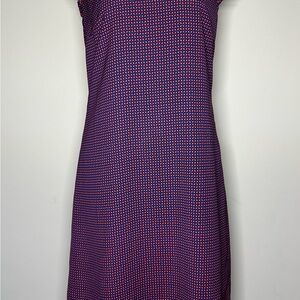 J Crew Women's Sheath Dress Red and Blue Geometric print size 4 sleeveless lined